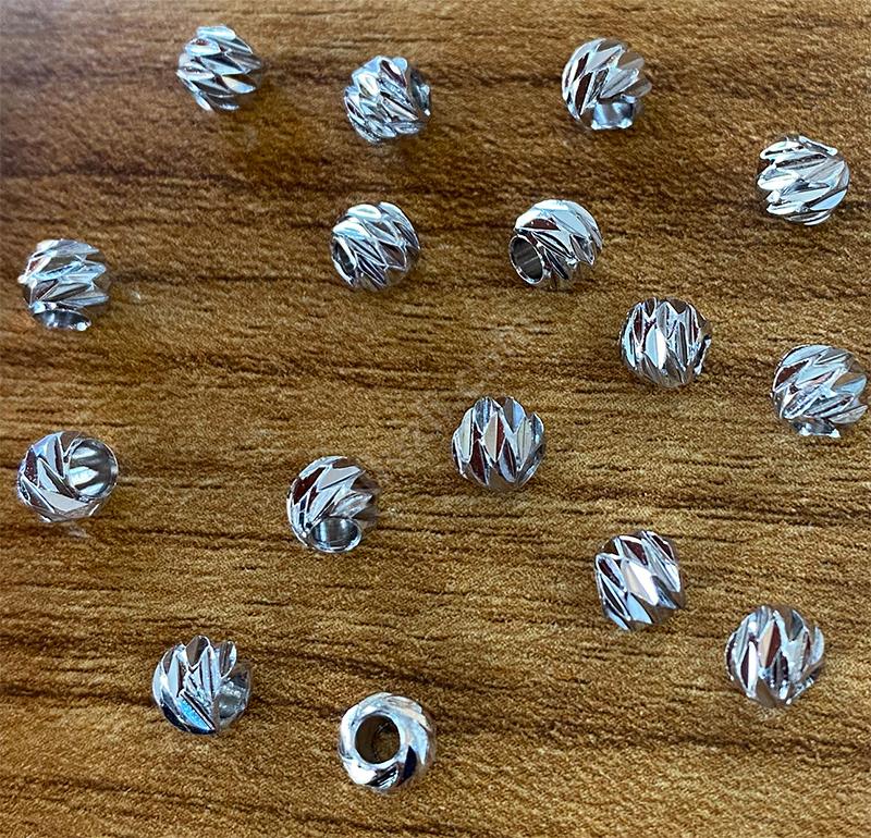 Gümüş Kaplama Dorika Boncuk ( 20 Adet ) 5 Mm